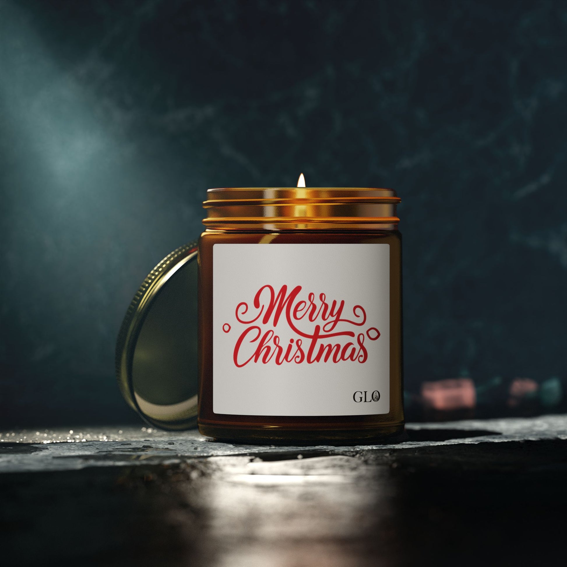Glass Jar Candle | "Merry Christmas" in red | 4oz & 9oz